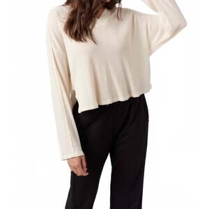 NEW PROJECT SOCIAL T underground burnout thermal v-neck long sleeve in oat